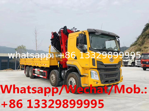 high quality and best price Customized liuqi brand 8*4 LHD 350hp diesel folded truck with crane for sale,