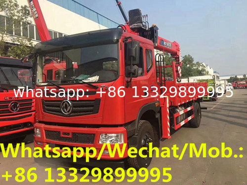 HOT SALE! Dongfeng T5 4*2 LHD 8tons yuchai 180hp diesel telescopic crane boom mounted on truck, cargo truck with crane