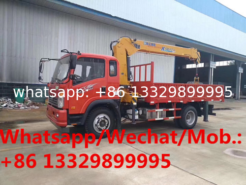 SINO TRUK WANGPAI 4*2 LHD diesel 160hp 5-6.3tons telescopic truck with crane for sale, cargo truck mounted with crane