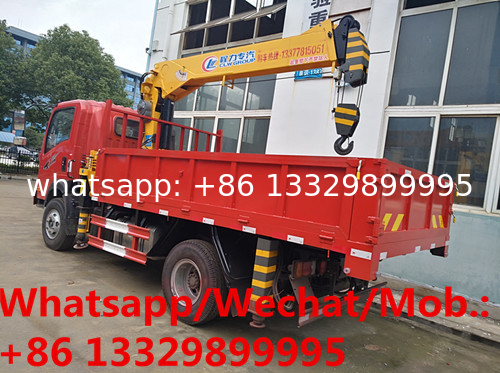 SINO TRUK WANGPAI 4*2 LHD diesel 160hp 5-6.3tons telescopic truck with crane for sale, cargo truck mounted with crane