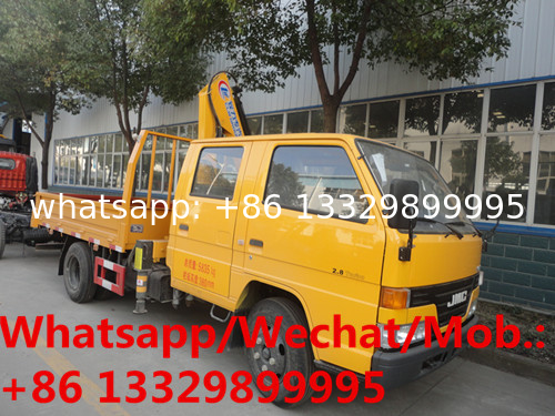 HOT SALE! JMC 156hp diesel 2tons telescopic crane boom mounted on truck for sale, JMC double cabs truck with crane