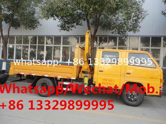 HOT SALE! JMC 156hp diesel 2tons telescopic crane boom mounted on truck for sale, JMC double cabs truck with crane