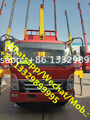 Customized SINO TRUK HOMAN 4*2 130hp Euro 5 4tons dump truck with crane for sale, tipper truck with telescopic boom