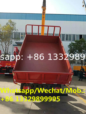 Customized SINO TRUK HOMAN 4*2 130hp Euro 5 4tons dump truck with crane for sale, tipper truck with telescopic boom