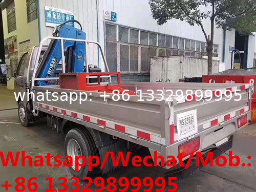 Customized BEIQI HEIBAO gasoline engine 2tons knuckle crane boom mounted on truck for sale, folded truck with crane