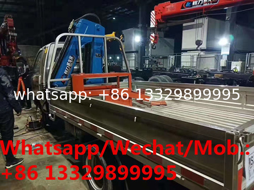 Customized BEIQI HEIBAO gasoline engine 2tons knuckle crane boom mounted on truck for sale, folded truck with crane