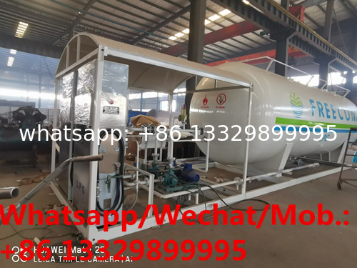 HOT SALE! Customized CLW 10tons skid lpg gas station with 2 lpg gas dispensers, skid lpg gas tanker with lpg dispensers