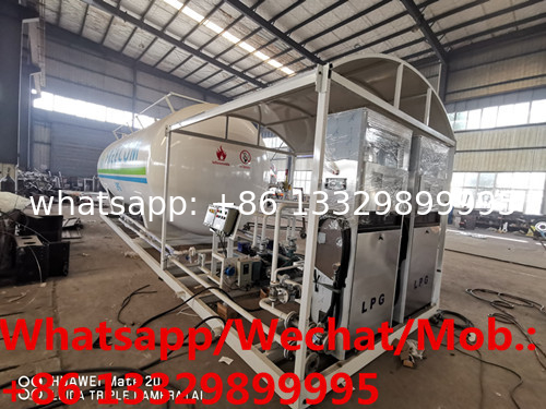 Factory sale best price 5tons mobile skid lpg gas station with double lpg gas dispenser for domestic gas cylinders