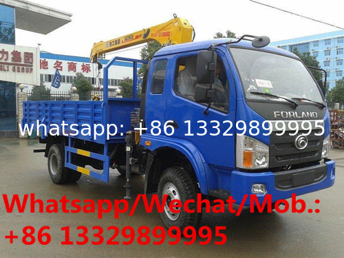 high quality Forland mini 2tons telescopic crane boom mounted on cargo truck for sale, mobile truck with crane