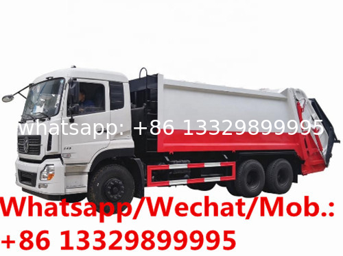 Dongfeng tianlong 6*4 210hp diesel 16cbm-20cbm garbage compactor truck, cheaper price bigger refuse garbage truck