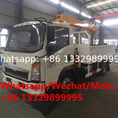 good price China made SINO TRUK HOWO 2T truck with crane for sale, HOT SALE! HOWO diesel crane mounted on cargo truck