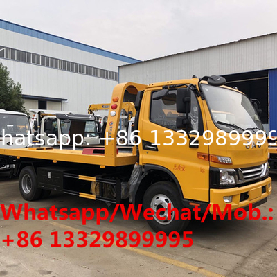 new manufactured JAC brand 4*2 LHD 3T flatbed wrecker towing truck for sale, Best price road breakdown repair vehicle