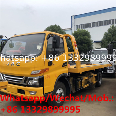 new manufactured JAC brand 4*2 LHD 3T flatbed wrecker towing truck for sale, Best price road breakdown repair vehicle