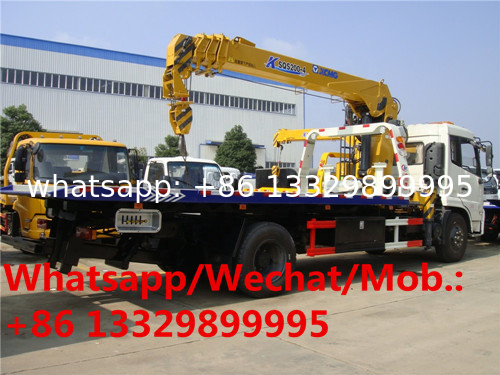 High Quality DongFeng 8 Tons Rollback Wrecker Truck Mounted Crane Sale ,