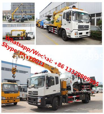 High quality and best price flatbed wrekcer towing truck with crane boom for sale, 8 Ton Breakdown Wrecker Tow Truck