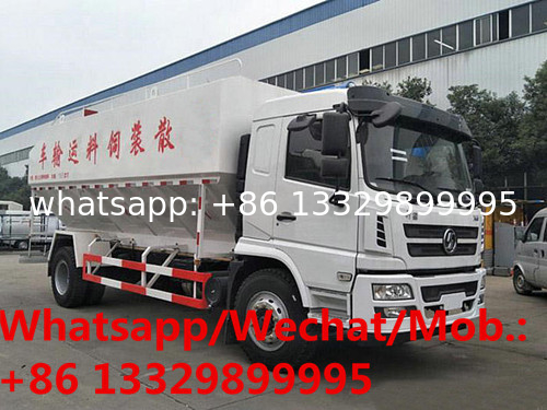 customized Shacman 4*2 LHD 16cbm-18cbm animal feed truck for sale, 8tons diesel livestock poultry feed container vehicle