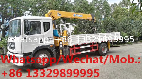 HOT SALE!Dongfeng D9 4*2 LHD 190hp 6.3tons cargo truck with crane, new best price telescopic crane mounted on truck