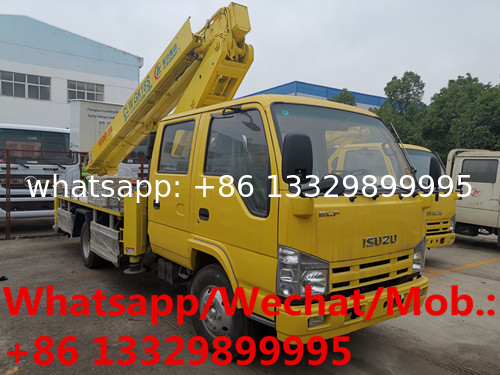 Customized ISUZU double-cab 14m height telescopic aerial working platform truck for sale, hydraulic bucket truck