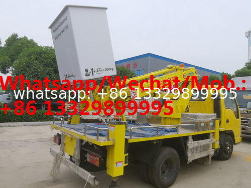 Customized ISUZU double-cab 14m height telescopic aerial working platform truck for sale, hydraulic bucket truck