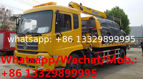 HOT SALE! 6 wheel dongfeng truck platform towing wrecker with 4 ton crane, wrecker towing truck with telescopic crane