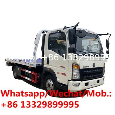 Factory sale Good price SINO TRUK HOWO 4T hydraulic roll-back road recovery wrecker towing truck, flatbed wrecker vehicl