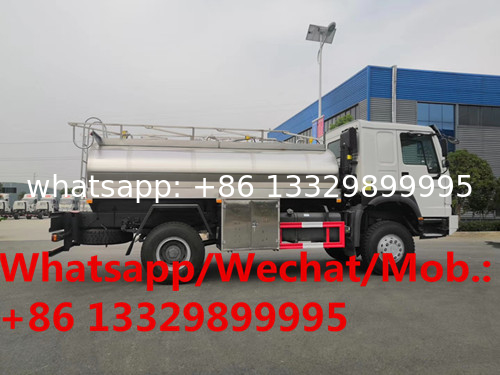 Customized SINO TRUK HOWO 266hp diesel 1,000L fresh milk tanker vehicle for sale, stainless steel liquid food beer truck