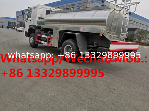 Customized SINO TRUK HOWO 266hp diesel 1,000L fresh milk tanker vehicle for sale, stainless steel liquid food beer truck