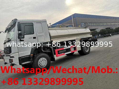 Customized SINO TRUK HOWO 266hp diesel 1,000L fresh milk tanker vehicle for sale, stainless steel liquid food beer truck