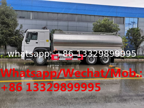 Customized SINO TRUK HOWO 6*4 diesel 16CBM fresh milk tanker vehicle for sale,  stainless steel liquid food tanker truck