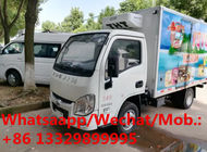 Customized YUEJIN 4*2 LHD gasoline mini refrigerated van truck for sale,frozen van truck for icecream transportatation
