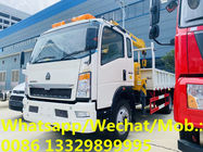 Customized HOWO 4*2 RHD YUCHAI 140hp Euro 2 4tons telescopic crane boom mounted on cargo truck for salE, truck crane