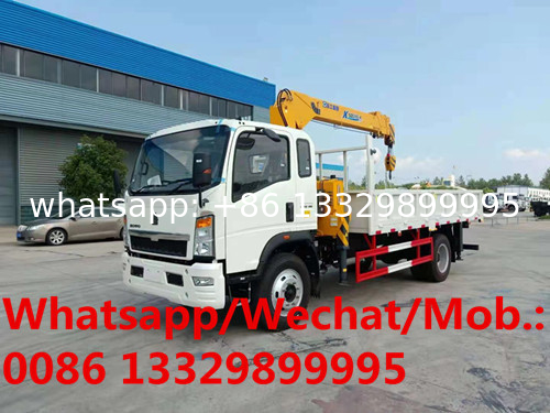 Customized HOWO 4*2 RHD YUCHAI 140hp Euro 2 4tons telescopic crane boom mounted on cargo truck for salE, truck crane