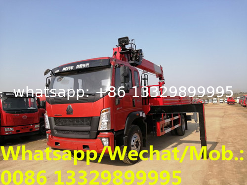 Factory sale good price SINO TRUK HOWO 160hp 5tons telescopic crane boom mounted on truck, HOWO cargo truck with crane