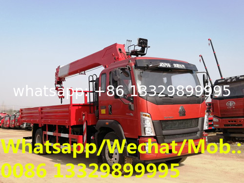 Factory sale good price SINO TRUK HOWO 160hp 5tons telescopic crane boom mounted on truck, HOWO cargo truck with crane