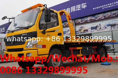 Best selling Customized FOTON AUMARK 4*2 RHD 4T flatbed wrecker towing truck for sale, exported recovery vehicle