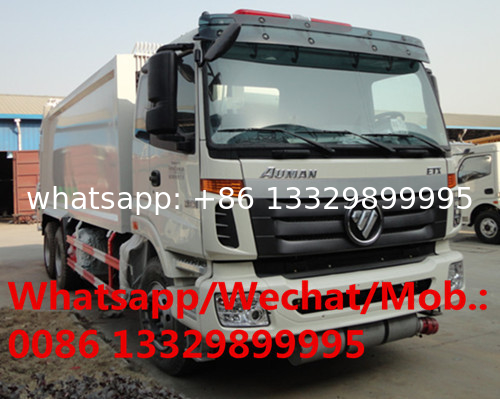 customized FOTON AUMAN 6*4 RHD 320hp16cbm garbage compactor truck for sale, FOTON rear loader compacted garbage truck