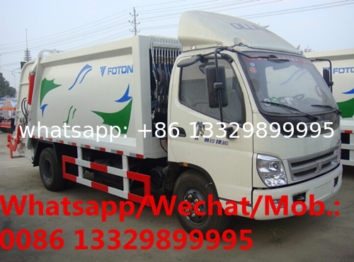 Customized FOTON AUMARK 4*2 LHD 7CBM garbage compactor truck for sale, 5T refuse garbage compacted vehicle for sale