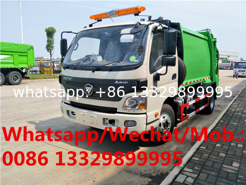 Customized FOTON AUMARK 4*2 LHD 7CBM garbage compactor truck for sale, 5T refuse garbage compacted vehicle for sale