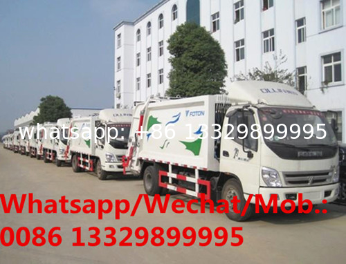 Customized FOTON AUMARK 4*2 LHD 7CBM garbage compactor truck for sale, 5T refuse garbage compacted vehicle for sale