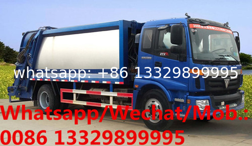 comtomized  foton AUMAN 4*2 RHD 14cbm compacted garbage truck, 10T rear loader wastes collecting vehicle for sale