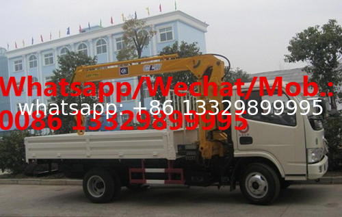 Customized DONGFNEG 4*2 LHD 3.2 telescopic crane boom mounted on cargo truck for sale,HOT SALE! cargo truck with telesco