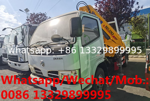 Customized DONGFNEG 4*2 LHD 3.2T knuckle crane boom mounted on cargo truck for sale, Best price cargo truck with crane