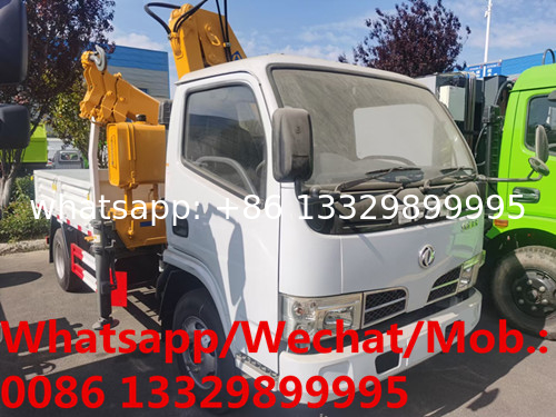 Customized DONGFNEG 4*2 LHD 3.2T knuckle crane boom mounted on cargo truck for sale, Best price cargo truck with crane