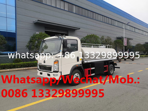 Customized SINO TRUK HOWO 4*2 LHD 4,000L stainless steel mineral water truck for sale,portable drinking water tanker