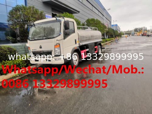 Customized SINO TRUK HOWO 4*2 LHD 4,000L stainless steel mineral water truck for sale,portable drinking water tanker