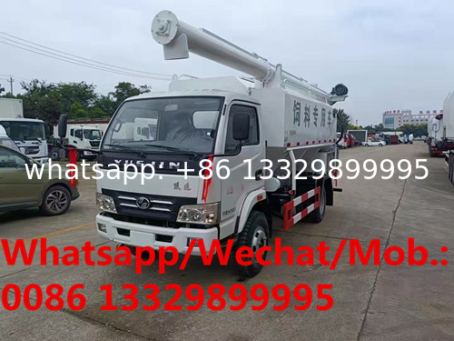 Cheapest price new YUEJIN brand 4T farm-oriented and livestock feed container truck at poultry farm, bulk feed vehicle