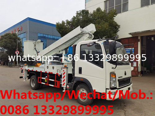 Customized SINO TRUK HOWO 4*2 RHD 16M telescopic aerial platform truck for sale, 16m truck mounted aerial platform