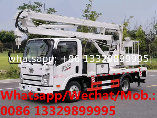 good price FAW 4*2 LHD 13.5M working height truck mounted aerial working platform, jiefang hydraulic bucket vehicle