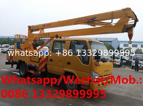 ISUZU brand double cabs 18m truck mounted aerial working platform for sale, Best price ISUZU hydraulic bucket truck