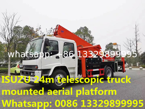 HOT SALE! Customized ISUZU 24m telescopic truck mounted aerial working platform, good price hydraulic bucket vehicle